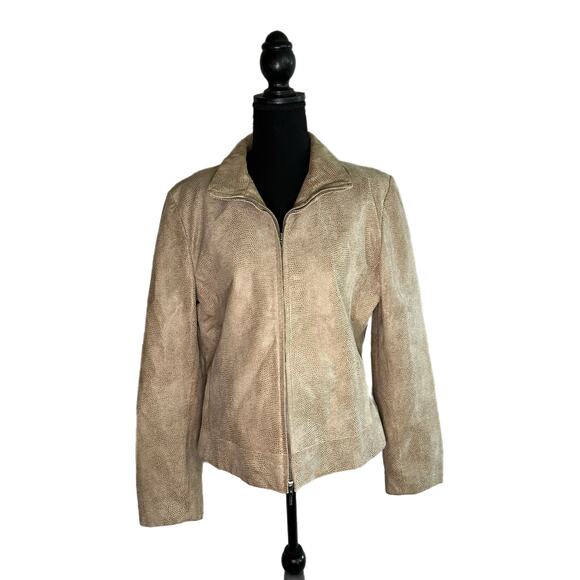 Colebrook & Co. Outerwear Tan Leather Snake Skin Print Jacket, XL, Pre-owned - Picture 4 of 6